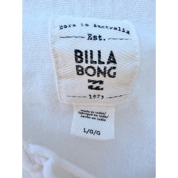 Billabong Hooded Lace Up Top Womens Large White Striped Lightweight Hoodie - Picture 3 of 5